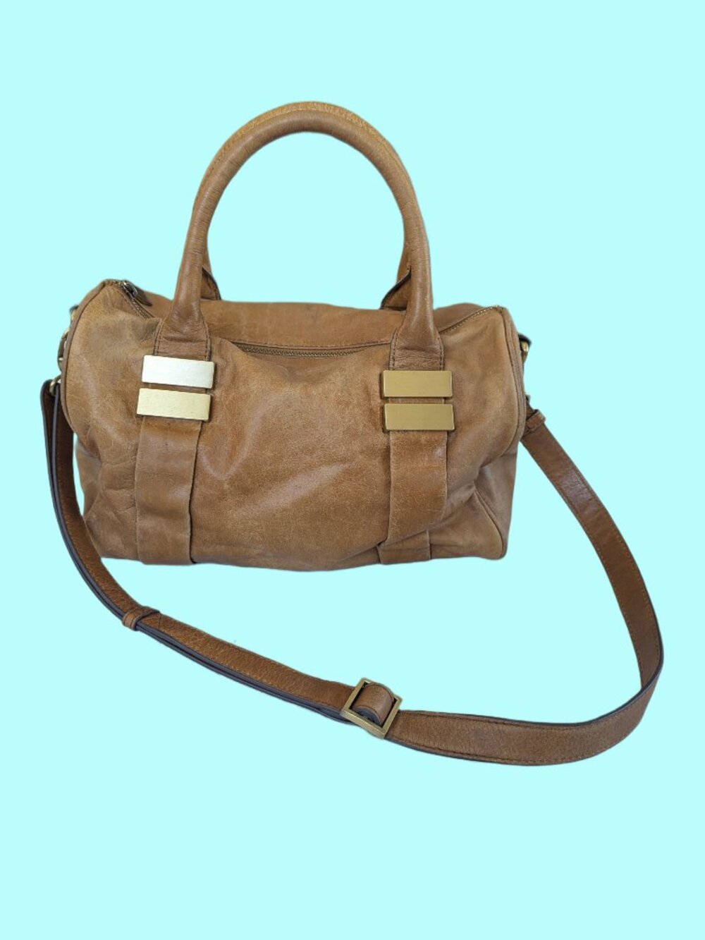 hype - Tan Leather Shoulder Bag Purse